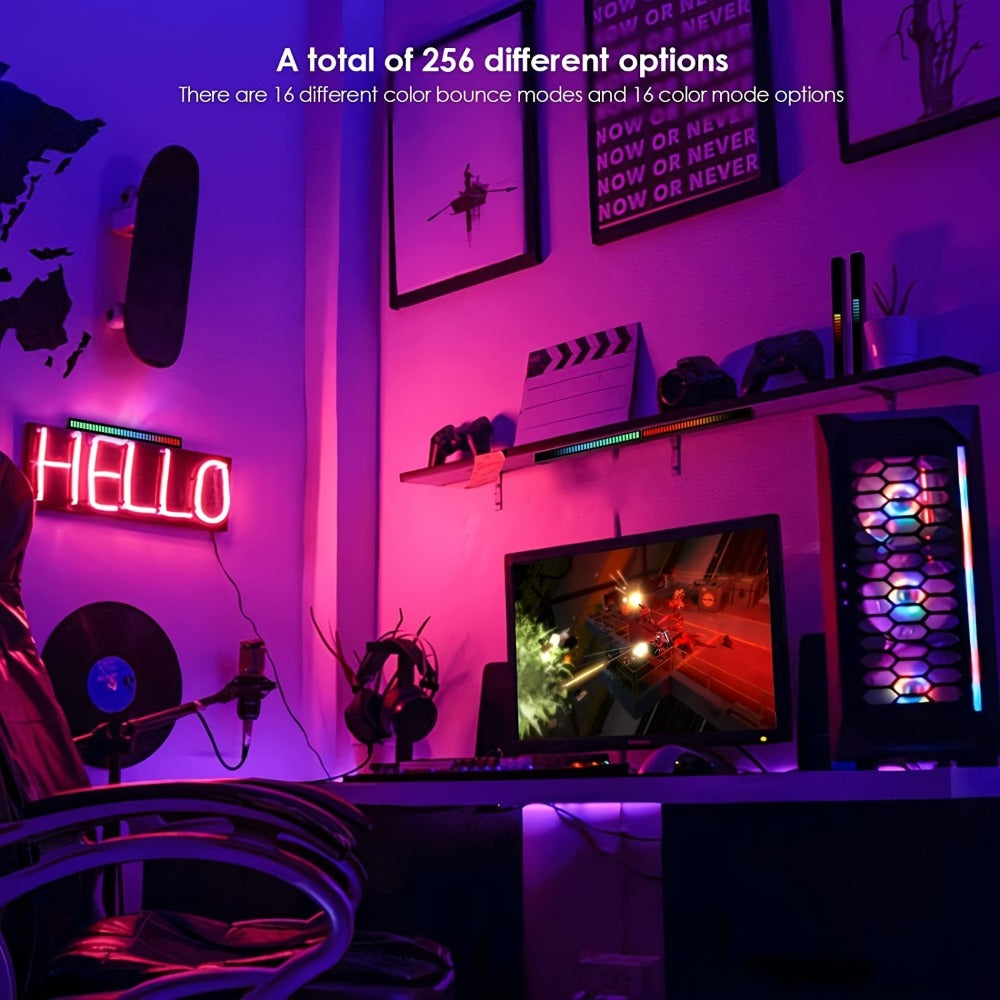 Sound Activated RGB Ambient Light Bars 2/4 Pack – Music Rhythm Sync USB Plug & Play, Color Changing Atmosphere Lights for Gaming Room, Car Interior, Streaming Studio, TikTok & Desk Setup