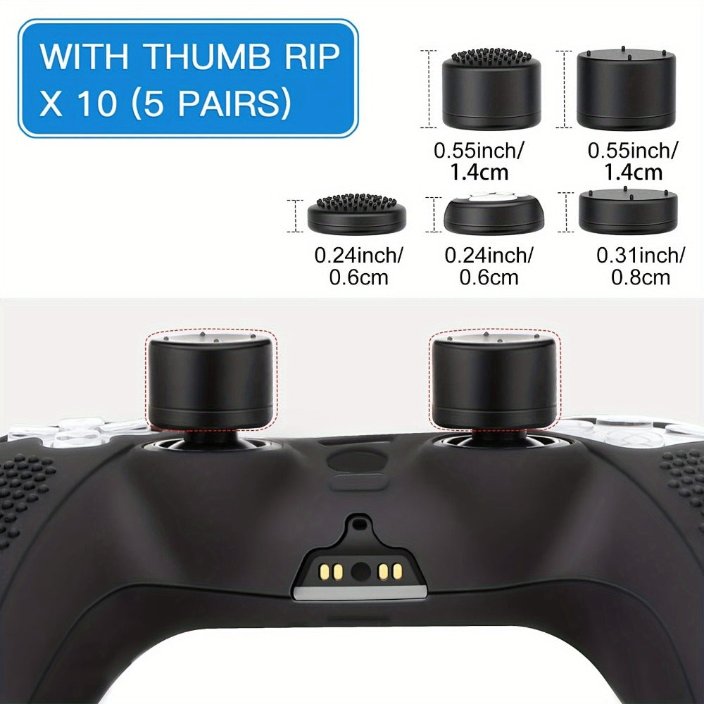 PS5 Controller Silicone Cover with 10 Thumb Grip Caps – Protective Case & Grip Accessories Set for PS5 DualSense Controller, Anti-Slip Skin Cover for PlayStation 5 Controller