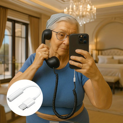 Retro Phone Handset for Smartphone Tablet & Computer – Hands-Free Calling, Volume Control, Clear Sound, 3.5mm & Type-C Compatible, iPhone Android, Multiple Colors, Great Senior Gift