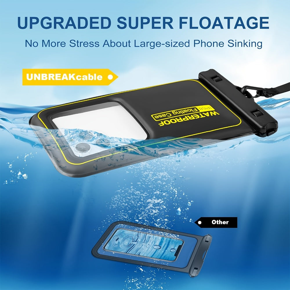 Buoyant Waterproof Phone Dry Bag 2 Pack for iPhone 16 15 14 13 12 11 Pro Max Samsung Galaxy – Float Pouch Beach Pool Water Park Kayaking Universal Fit