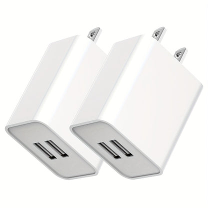USB Wall Charger Cube Multi-Pack 2/3/4-Pack Dual Port 5V 2.1A with Short Circuit Protection, 100-240V Universal AC Adapter US Plug for iPhone 17 16 15 14 13 12 SE 11 Pro Max, Google Pixel, Huawei Android