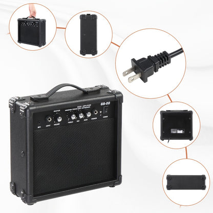 20W Electric Bass Guitar Amplifier with 6.5-Inch Speaker, Volume Treble Bass Middle Controls, Headphone Output Jack, AUX Input for MP3, Portable Practice Amp for Beginner & Home Studio Use