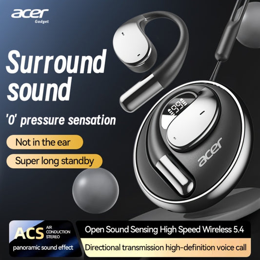 Acer TWS Wireless Earbuds Hook Design Low Latency Gaming 2025 New – HiFi Deep Bass Noise Reduction Ultra-Long Battery Touch Control Lightweight for Sports Running Daily Use