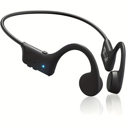 Open-Ear Bone Conduction Headphones 12H Playtime Wireless with Microphone Black Blue Sports Headset for Running Gym Workout Cycling Hiking Ambient Awareness Birthday Gift