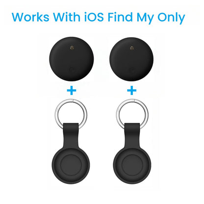 Apple Find My Tracker 2 Pack AirTag-Size Bluetooth Key Finder with Keychain Holder – Anti-Lost Locator for Keys Pets Bags Luggage, 1-Year CR2032 Battery, iOS Smart Tag, Tech Gift for iPhone Users