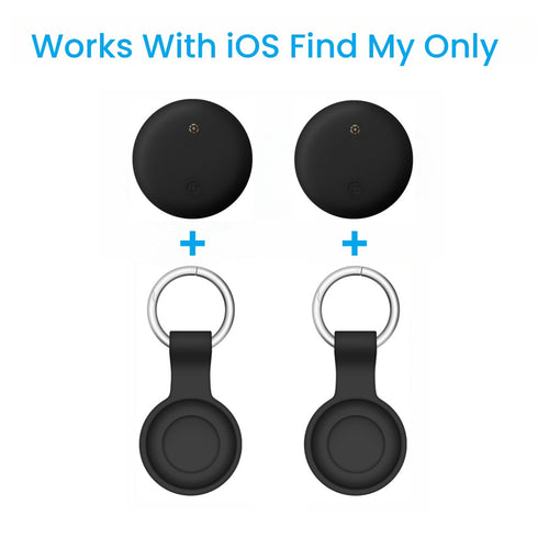 Apple Find My Tracker 2 Pack AirTag-Size Bluetooth Key Finder with Keychain Holder – Anti-Lost Locator for Keys Pets Bags Luggage, 1-Year CR2032 Battery, iOS Smart Tag, Tech Gift for iPhone Users