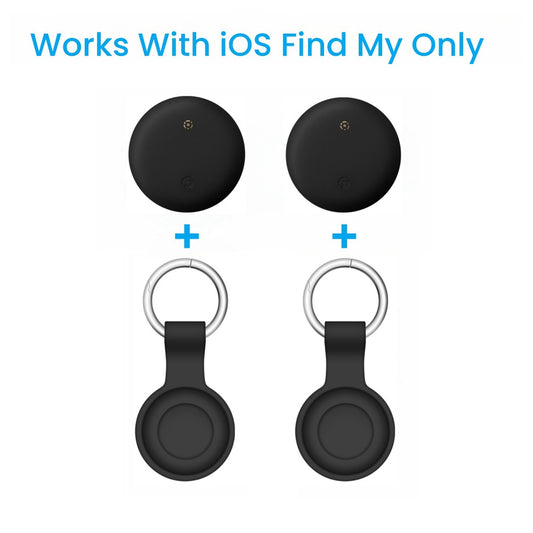 Apple Find My Tracker 2 Pack AirTag-Size Bluetooth Key Finder with Keychain Holder – Anti-Lost Locator for Keys Pets Bags Luggage, 1-Year CR2032 Battery, iOS Smart Tag, Tech Gift for iPhone Users