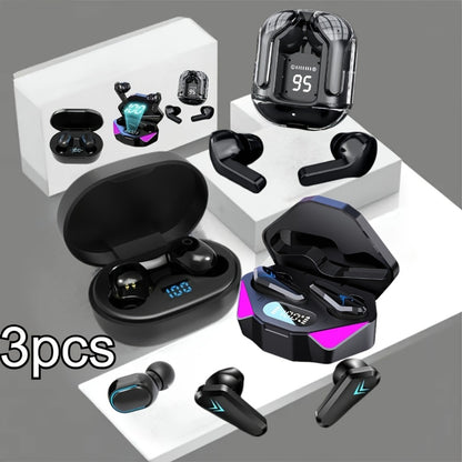 3-Pack TWS Wireless Earbuds Set Bluetooth 5.4 Noise Canceling Microphone LED Display Touch Control Gift for Women Music Lovers Compatible iOS Android iPhone