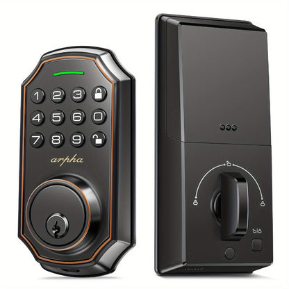 100 Code Keypad Door Lock Smart Keyless Entry Deadbolt – Anti-Peep Password, One-Touch Auto Lock, Fingerprint & WiFi Options, Zinc Alloy Front Door Lock, Easy Install, Low Battery Alarm, Black Silver