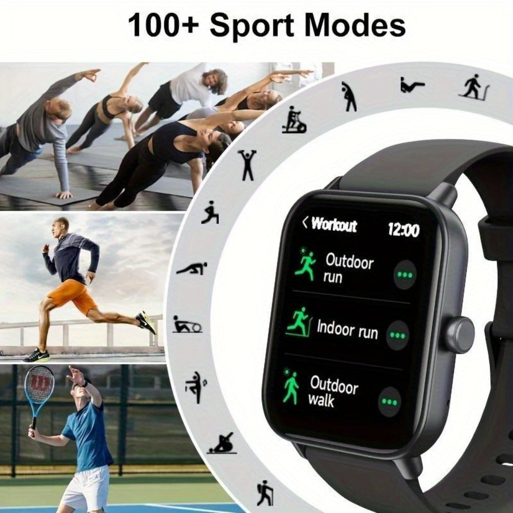 Smart Watch with Remote Photo Control & HD Voice Calling, Large Screen Unisex Smartwatch, Message Notifications, Multiple Sport Modes, Heart Rate Sleep Tracker, Compatible with iPhone & Android – Black Pink Silver Gold 5 Colors