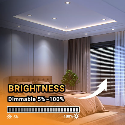 LED Recessed Ceiling Light 6 Inch 24/72 Pack 5CCT 2700K-5000K Dimmable Ultra-Thin Wafer Downlight 12W=110W 1050LM ETL Listed Junction Box Included for Kitchen Living Room Bedroom Hallway Office Lighting