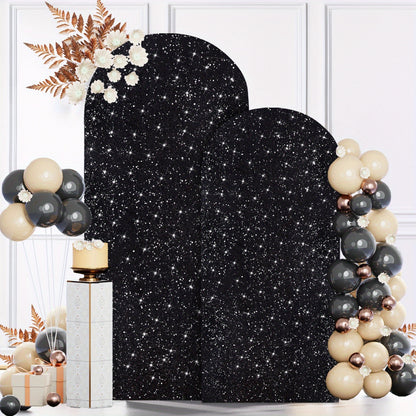 Glitter Sequin Arch Cover 2 Set 6Ft & 7.2Ft Metallic Spandex Payette Panel Wedding Arch Backdrop Cover for Wedding Ceremony, Birthday Party, Bridal Shower & Event Decoration