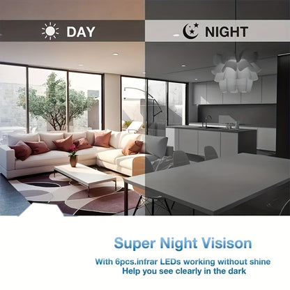 360-Degree Mini Smart WiFi Security Camera 1080P with Night Vision, Motion Detection Alarm, Pet Monitor & Nanny Cam – Battery or USB Powered, 2.4GHz & 5GHz, No Dead Angle Home Surveillance