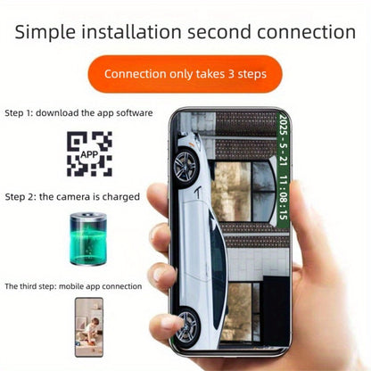 360-Degree Mini Smart WiFi Security Camera 1080P with Night Vision, Motion Detection Alarm, Pet Monitor & Nanny Cam – Battery or USB Powered, 2.4GHz & 5GHz, No Dead Angle Home Surveillance