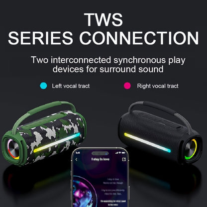 50W Portable Bluetooth Party Speaker with LED Lights, Deep Bass Wireless Speaker, FM Radio, USB Flash Drive & TF Card Playback, Loud Outdoor Speaker for Party, Camping, Home, Backyard & Events