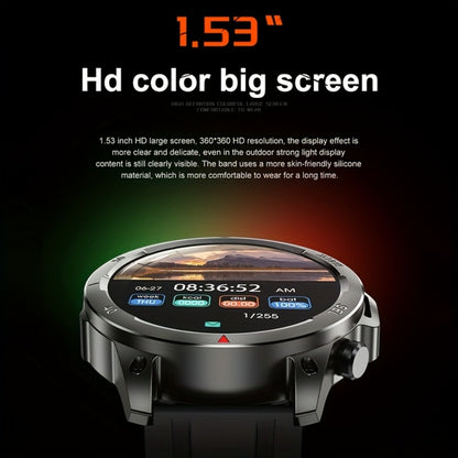 GPS NFC Smartwatch for Men – AI Voice Calling, 360×360 HD Screen, Built-in Compass, Motion Trajectory, Heart Rate Sleep Fitness Tracker – Outdoor Sports Watch Black Silver Steel