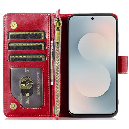Wallet Case for Samsung Galaxy S25 FE – Luxury Leather Zipper Card Holder ID Window Money Pocket Folio Flip Cover, Slim Protective Phone Case with Card Slots for Galaxy S25 FE Women Men