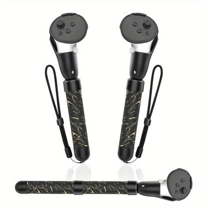 Meta Quest 3S Controller Handle Extension Grips – 3-in-1 VR Handle Attachments for Beat Saber, Golf+, Tennis & More, Anti-Slip ABS Grip with Safety Wire, Compatible with Meta Quest 3S & Quest 3