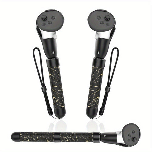 Meta Quest 3S Controller Handle Extension Grips – 3-in-1 VR Handle Attachments for Beat Saber, Golf+, Tennis & More, Anti-Slip ABS Grip with Safety Wire, Compatible with Meta Quest 3S & Quest 3
