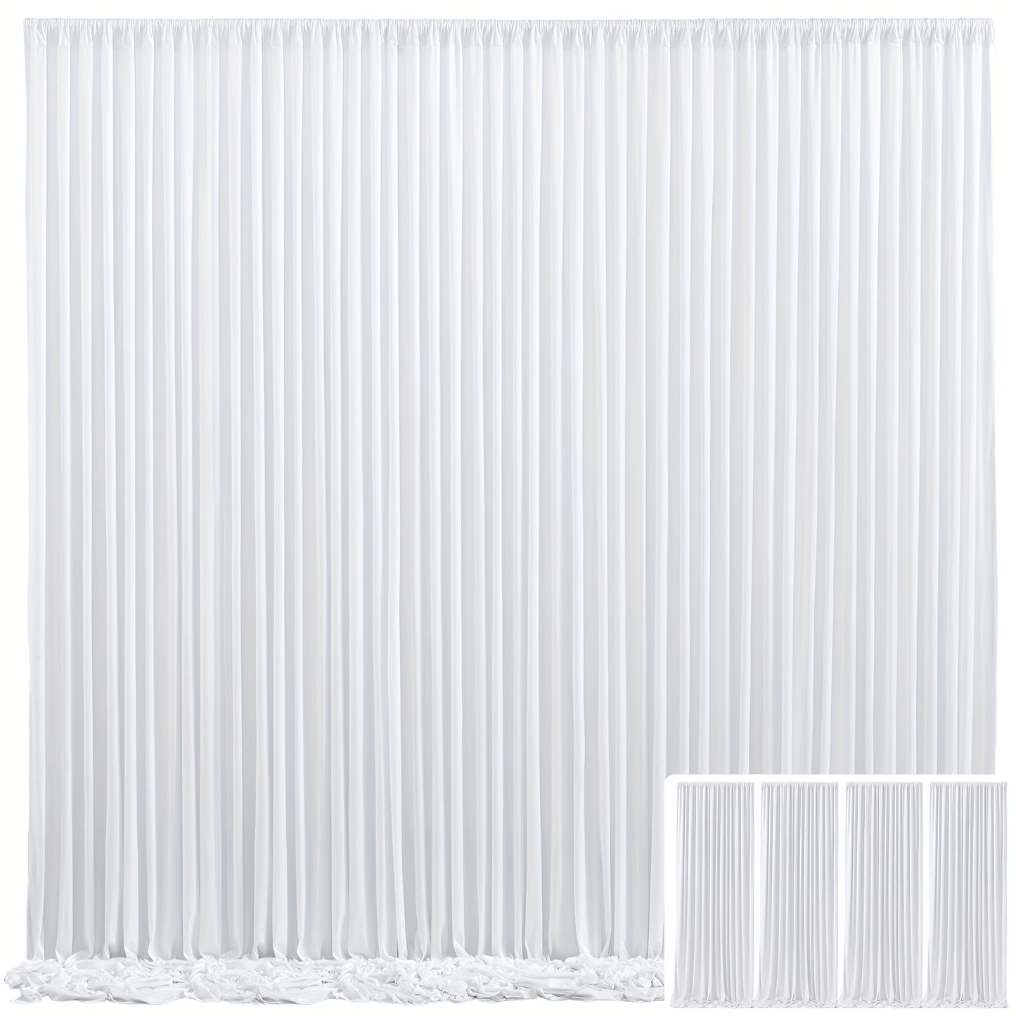 Elegant Fabric Backdrop Curtains 4pcs with Poles 59x85in Non-Transparent Wrinkle-Free Party Photo Backdrop for Wedding Birthday Bridal Shower Graduation Prom Christening Holiday Decor