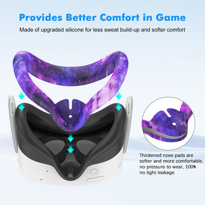 Meta Quest 3S Silicone Cover Set - VR Face Cover Shell Controller Grip Case Camera Lens Protector Full Protection Accessories Kit for Meta Quest 3S