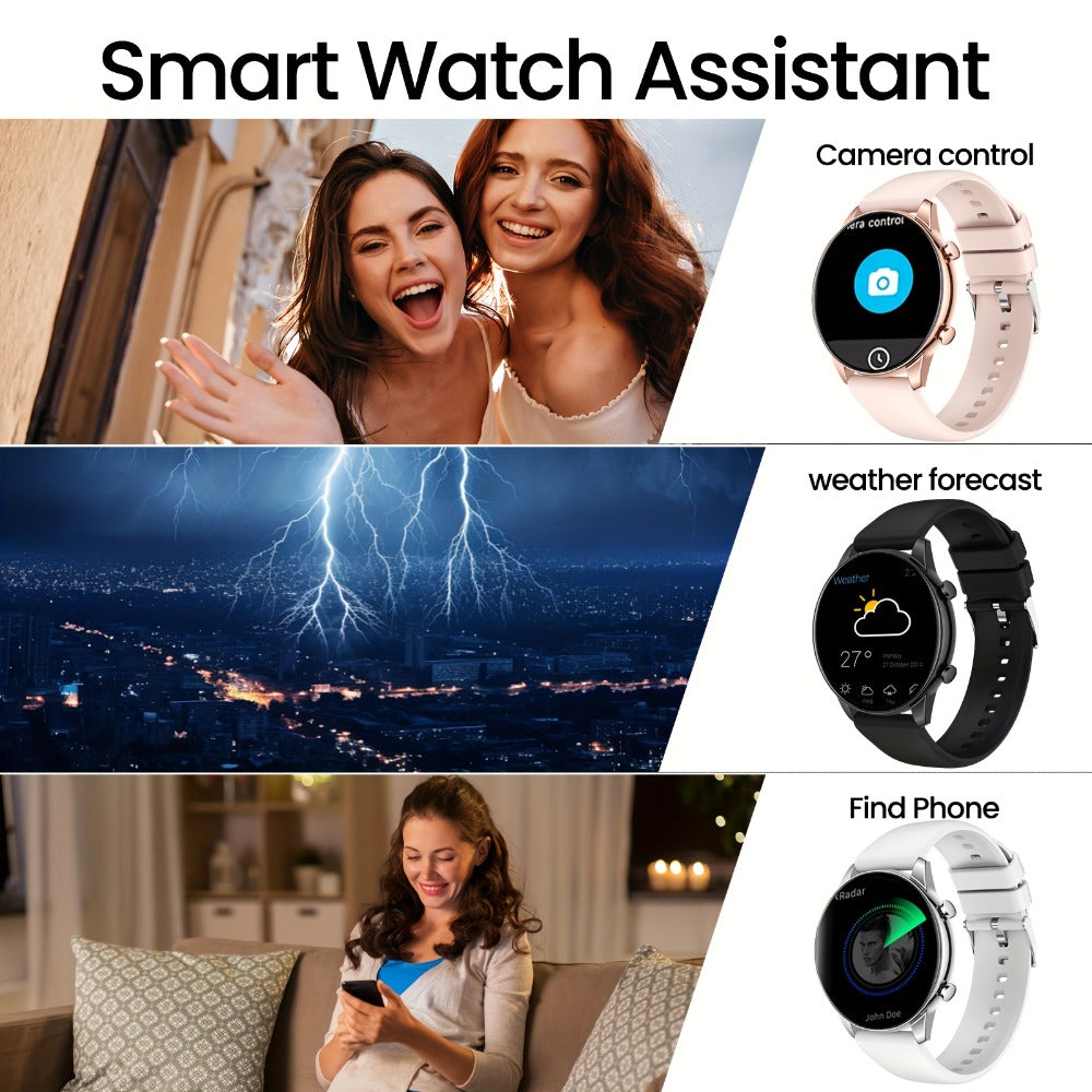 Round Dial Smartwatch 2.01 Inch Large Screen Wireless Calling 100 Sport Modes Sleep Monitor Built-In Games Weather Calculator Pedometer Heart Rate Fitness Tracker Android iPhone Compatible Men Women Steel or Silicone Band Black Silver