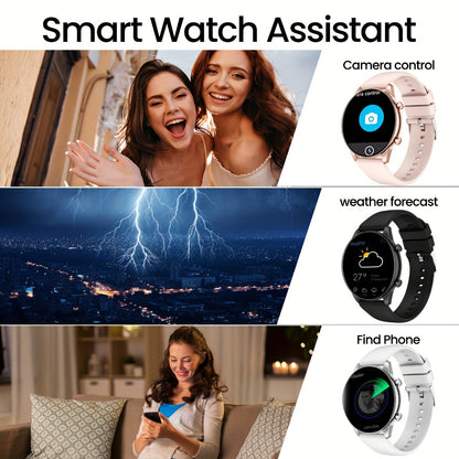 Round Dial Smartwatch 2.01 Inch Large Screen Wireless Calling 100 Sport Modes Sleep Monitor Built-In Games Weather Calculator Pedometer Heart Rate Fitness Tracker Android iPhone Compatible Men Women Steel or Silicone Band Black Silver