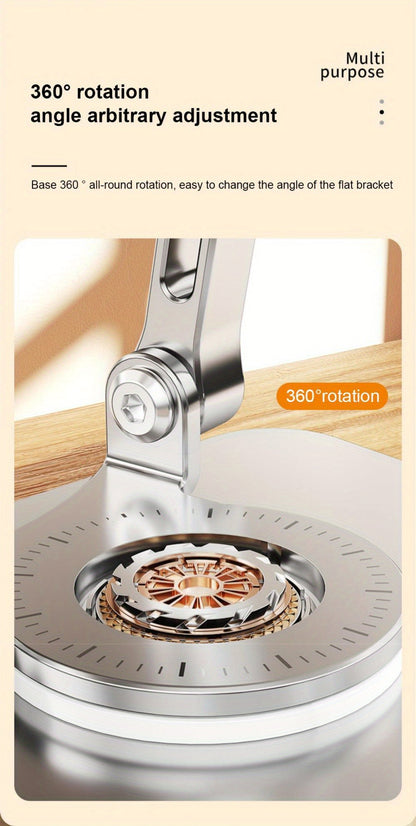 360 Degree Rotating Tablet Phone Stand Foldable, Portable Lightweight Desktop Lazy Stand with Fast Heat Dissipation, Multi-Angle Adjustable Holder for iPad iPhone Samsung Tablet & All Phones