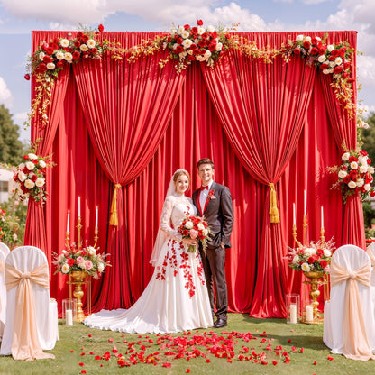 4-Pack 5x10ft Elegant Spandex Photography Backdrop | Wear-Resistant, Wrinkle-Free, Soft & Opaque Party Decoration Banners for Weddings, Birthdays, Stages, Exhibitions & Events