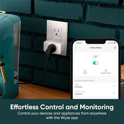 Wyze Smart Plug 2-Pack 2.4GHz WiFi – Works with Alexa, Google Assistant & IFTTT, No Hub Required, Remote Control via Wyze App, Certified for Humans, US Plug (White)