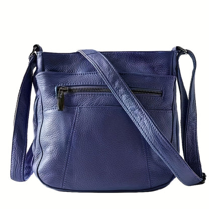 Genuine Leather Messenger Bag for Men Women Anti-Theft Zipper Multi-Pocket Shoulder Crossbody Bag Laptop Organizer Spacious Handbag Purse for Work School Travel Daily Commute 8 Colors