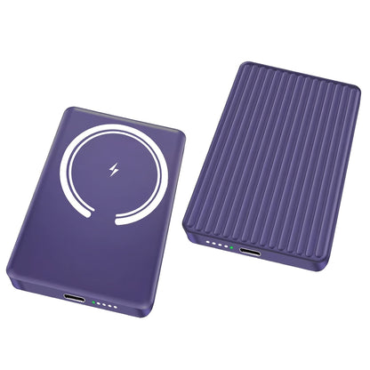 MagSafe Compatible Magnetic Power Bank 5000mAh Ultra Slim 20W Fast Charging – Portable Charger for iPhone 17 16 15 14 13 12 | Snap-On Wireless Battery Pack | Blue Purple Pink Grey Silver