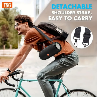TG537 Portable Bluetooth Speaker with TWS Stereo Pairing, Hands-Free Calling, TF Card & USB Playback, Wireless Loudspeaker for Smartphone Tablet TV Camping Travel Outdoor Indoor
