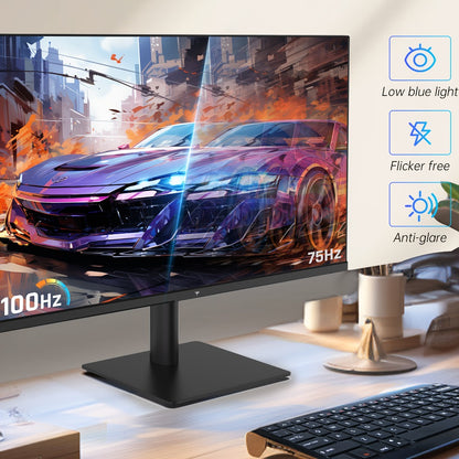 27-Inch QHD 100Hz Computer Monitor 2560x1440 IPS Display, AMD FreeSync, Ultra-Thin Bezel, HDMI DisplayPort, Flicker-Free Low Blue Light, for Gaming Work Home Office Desktop PC