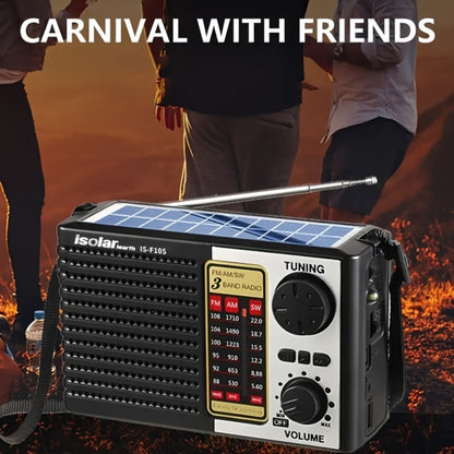 Solar Powered Portable AM/FM/SW Radio with MP3 Player, LED Display, USB Charging, One-Touch Recording & Ergonomic Handle, Multi-Band Digital Tuner for Camping Hiking Emergency Outdoor Use