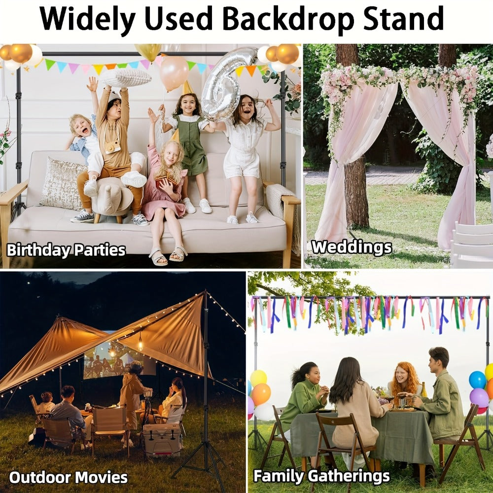 Backdrop Stand 9x6.5ft Adjustable Photography Banner Support Stand for Party Wedding Baby Shower Graduation Photoshoot Projector Screen Movie Night Balloon Arch Event Decoration
