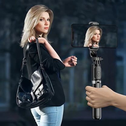 Portable Selfie Stick Tripod 40 Inch Floor Stand with Wireless Remote & Anti-Shake Base – Extendable Compact Phone Tripod for Travel Vlogging, TikTok Live, Outdoor Filming, iPhone & Android