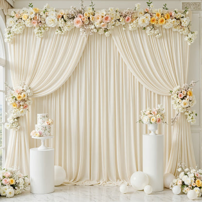 2-Pack 10x10ft Spandex Photography Backdrop Curtains - Wrinkle-Resistant Polyester Background Cloth with Pole Pockets for Weddings, Birthdays, Banquets & Photo Studio Events