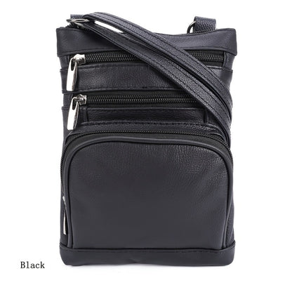 Genuine Leather Shoulder Bag for Women Men Soft First-Layer Cowhide Crossbody Bag Multi-Pocket Messenger Bag 3 Sizes Fits Smartphone Tablet Daily Work Travel – Black Red Brown Navy