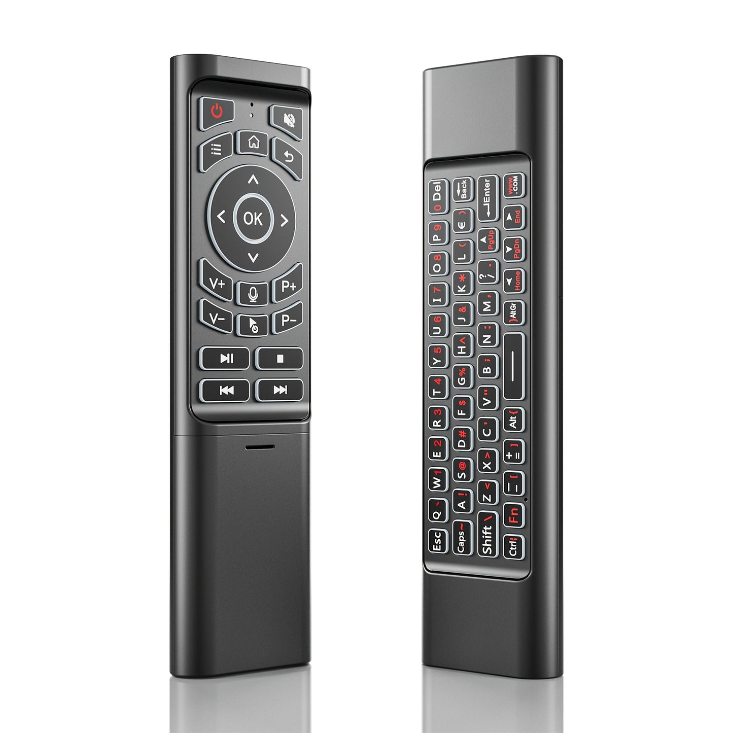 Mini Wireless Keyboard Remote Control Tri-Mode - Bluetooth & 2.4G Dual Channel, 7-Color Backlight, Gyroscope, Infrared Learning, Multi-Device Switching, Voice Command, PC Android TV Compatible