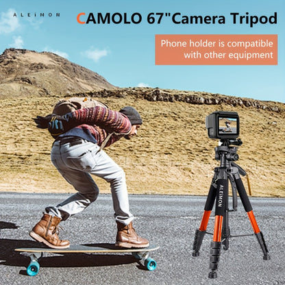 Heavy Duty Aluminum Tripod 74 Inch Red 3-Section, ALEiMON 188cm 14lb Capacity Adjustable Camera Stand with Tote Bag for DSLR, Mirrorless, Smartphone, Projector & Outdoor Photography