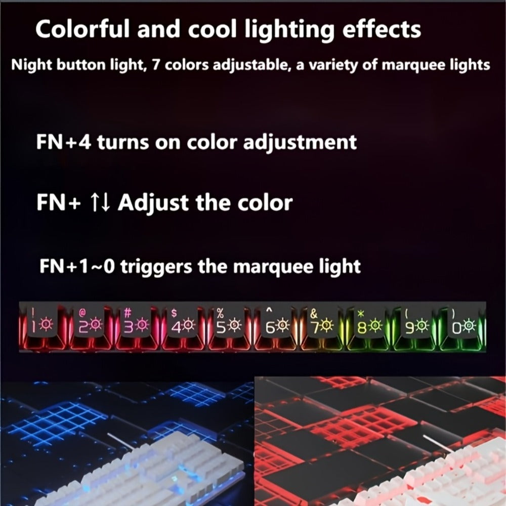 Floating Keycap Keyboard and Mouse Set Wired RGB Backlit – Mechanical Touch Keys, Multiple Lighting Effects, Volume Roller, Ergonomic USB Gaming Combo for PC, Desktop, Laptop & Mac | White Upgraded Version