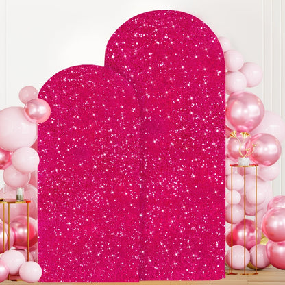 Glitter Sequin Arch Cover 2 Set 6Ft & 7.2Ft Metallic Spandex Payette Panel Wedding Arch Backdrop Cover for Wedding Ceremony, Birthday Party, Bridal Shower & Event Decoration