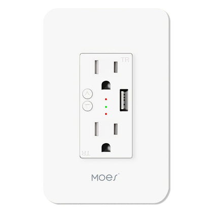 Smart WiFi Wall Outlet with 2 AC Outlets & USB Charging Port, Works with Alexa & Google Home, App Remote Control, No Hub Required, 15A 2.4GHz – MOES Intelligent In-Wall Smart Plug Socket
