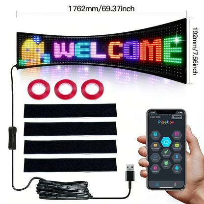 LED Matrix Panel Flexible Programmable Display - Bluetooth APP Control, USB Powered DIY LED Sign Board, Custom Text & Animation for Store Car Hotel Holiday Decoration