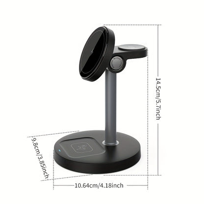 3-in-1 Wireless Charging Station 6 Colors Fast Qi Charger for iPhone 17/16/15/14/13/12, Apple Watch Ultra/Series 11/10/9/SE & AirPods 4/3/2 Pro – Anti-Slip Foreign Object Detection | Pink White Black Purple Green Blue