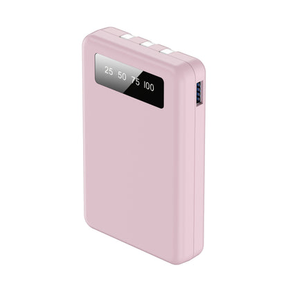 Slim Power Bank 5000mAh / 10000mAh with Built-in USB-C Cable, Charges 4 Devices Simultaneously, LED Indicator – Ultra-Compact Portable Charger for iPhone, Android, Travel, Everyday Carry