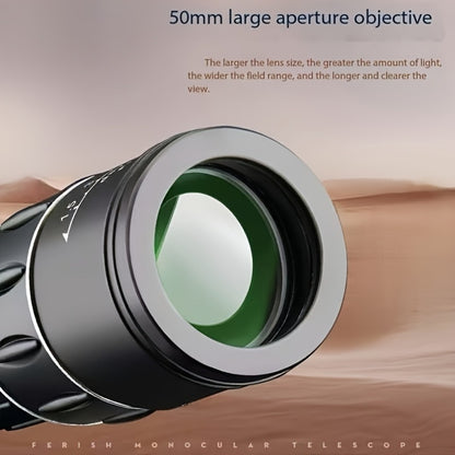 10x50 High Power Monocular Telescope HD Optics, Manual Focus, Waterproof Portable Scope for Adults, Birdwatching, Wildlife Observation, Hiking, Camping, Hunting & Outdoor Sightseeing