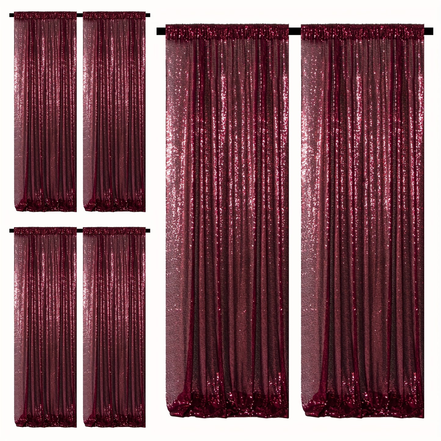 Sequin Backdrop Curtains 2FTx8FT Glitter Photography Background Panels for Party Wedding Birthday Stage Decoration Gold Yellow Shimmer Curtain Set 4 6 10 Panels Available