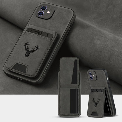 Wallet Phone Case for iPhone 16 Pro Max 16 Pro 16 Plus 16 15 14 13 12 11 Series Luxury PU Leather Flip Cover Card Holder Kickstand Magnetic Closure Moose Design – Men Women Gift